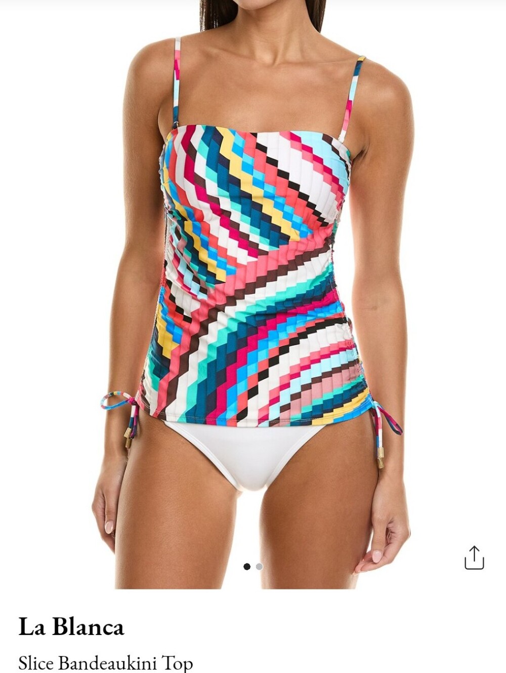 La Blanca Multicolor Geometric Stripe Tankini Top in Turquoise, Pink & Yellow
